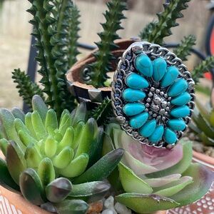 Turquoise and Silver Statement Cuff